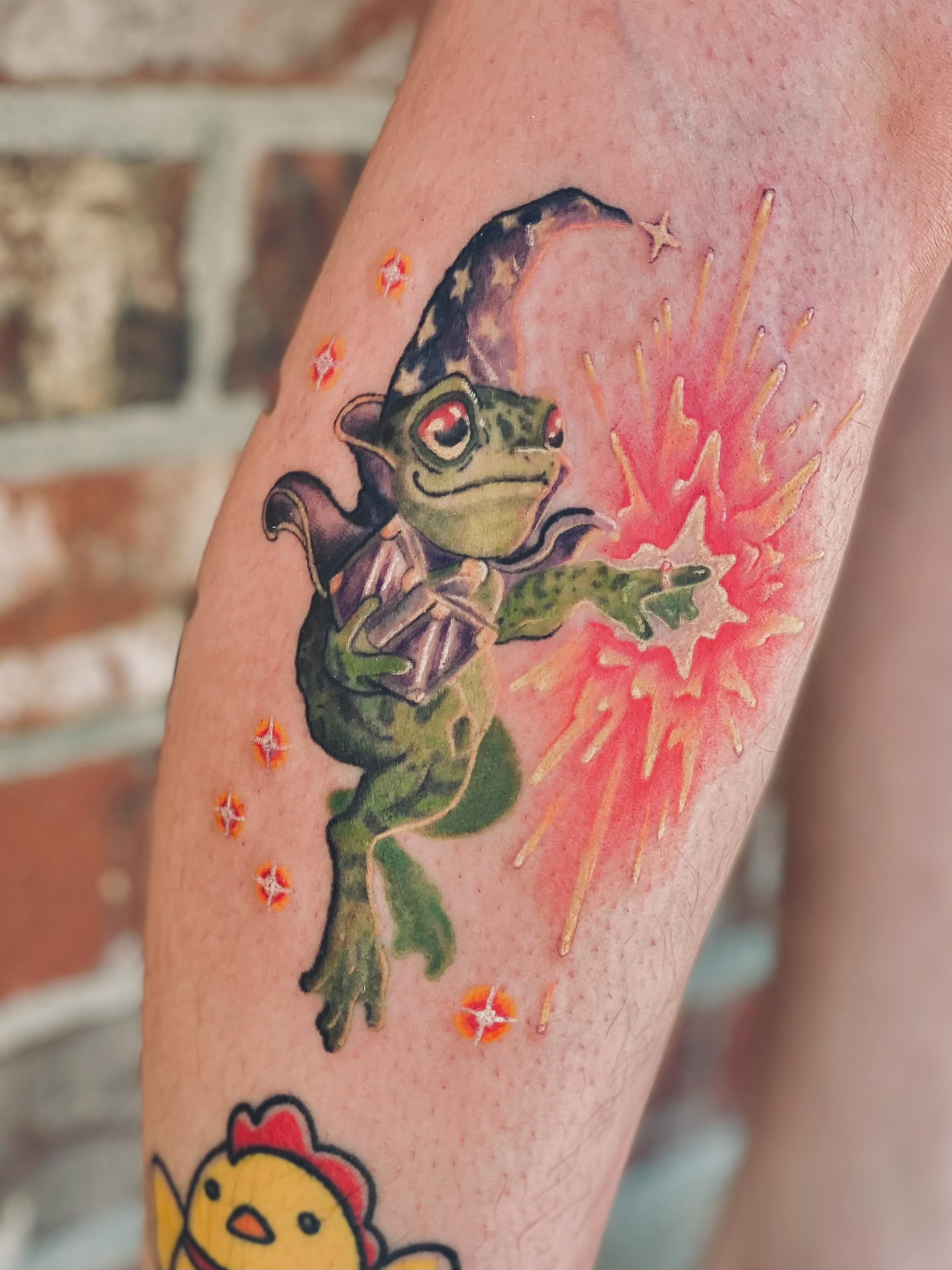 Tattoo by @gillygoatpokes — dotwork, watercolor