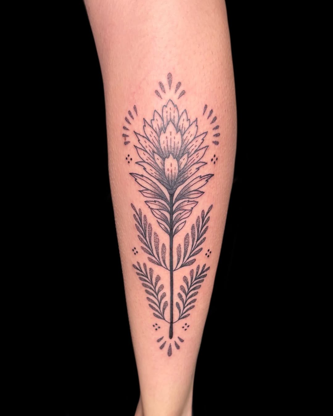 Tattoo by @sunhoundink β fine_line, dotwork