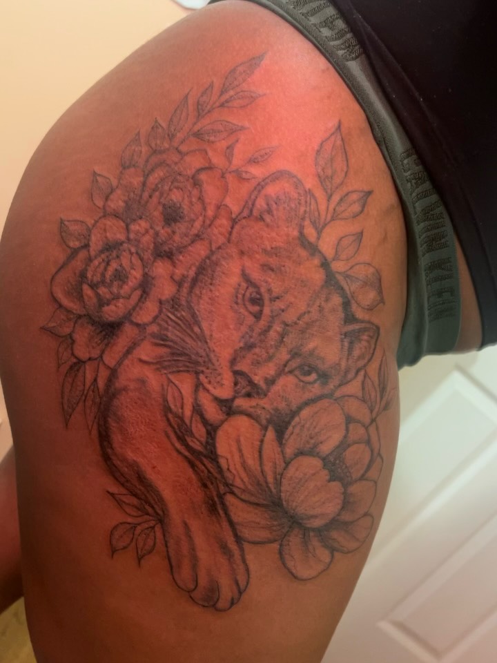 Tattoo by @tattedupbaddies_ — black_and_grey, realism