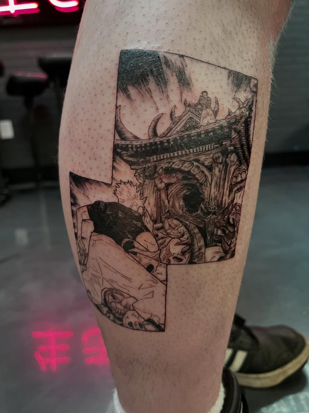 Manga panel scene anime tattoo on the forearm by Bunny 🐰