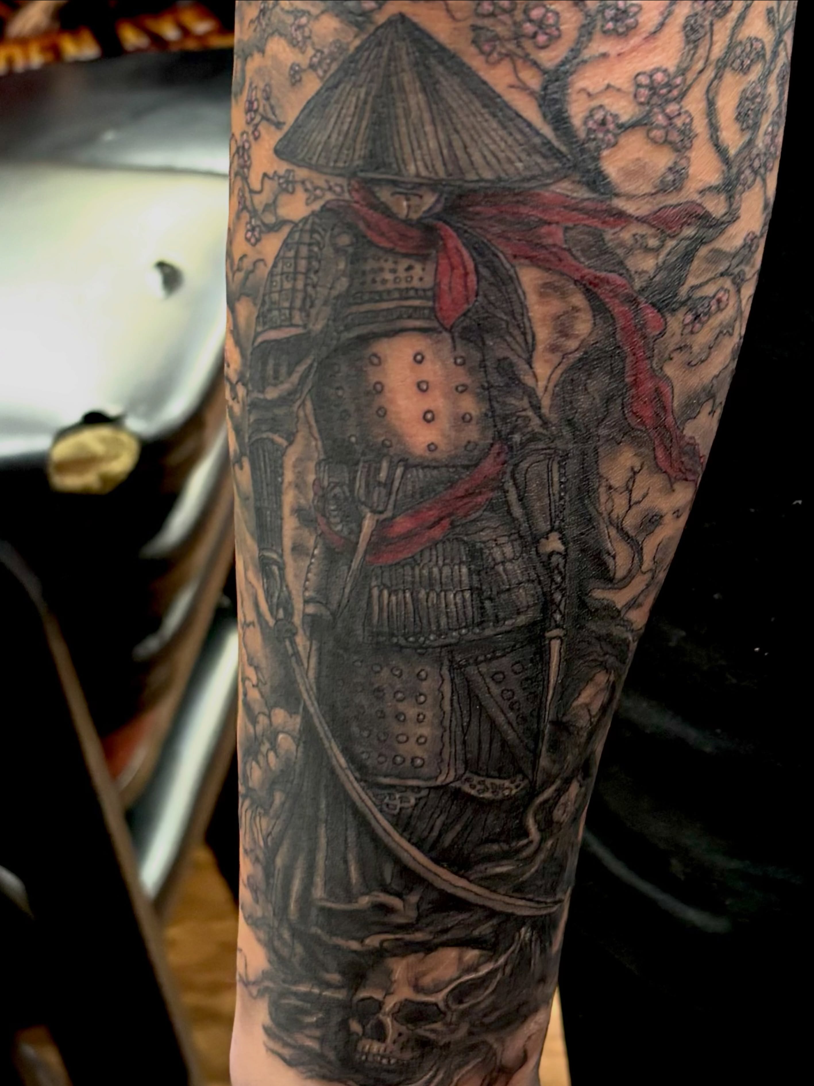 Samurai warrior realism tattoo on the forearm by Thom Johns-Green