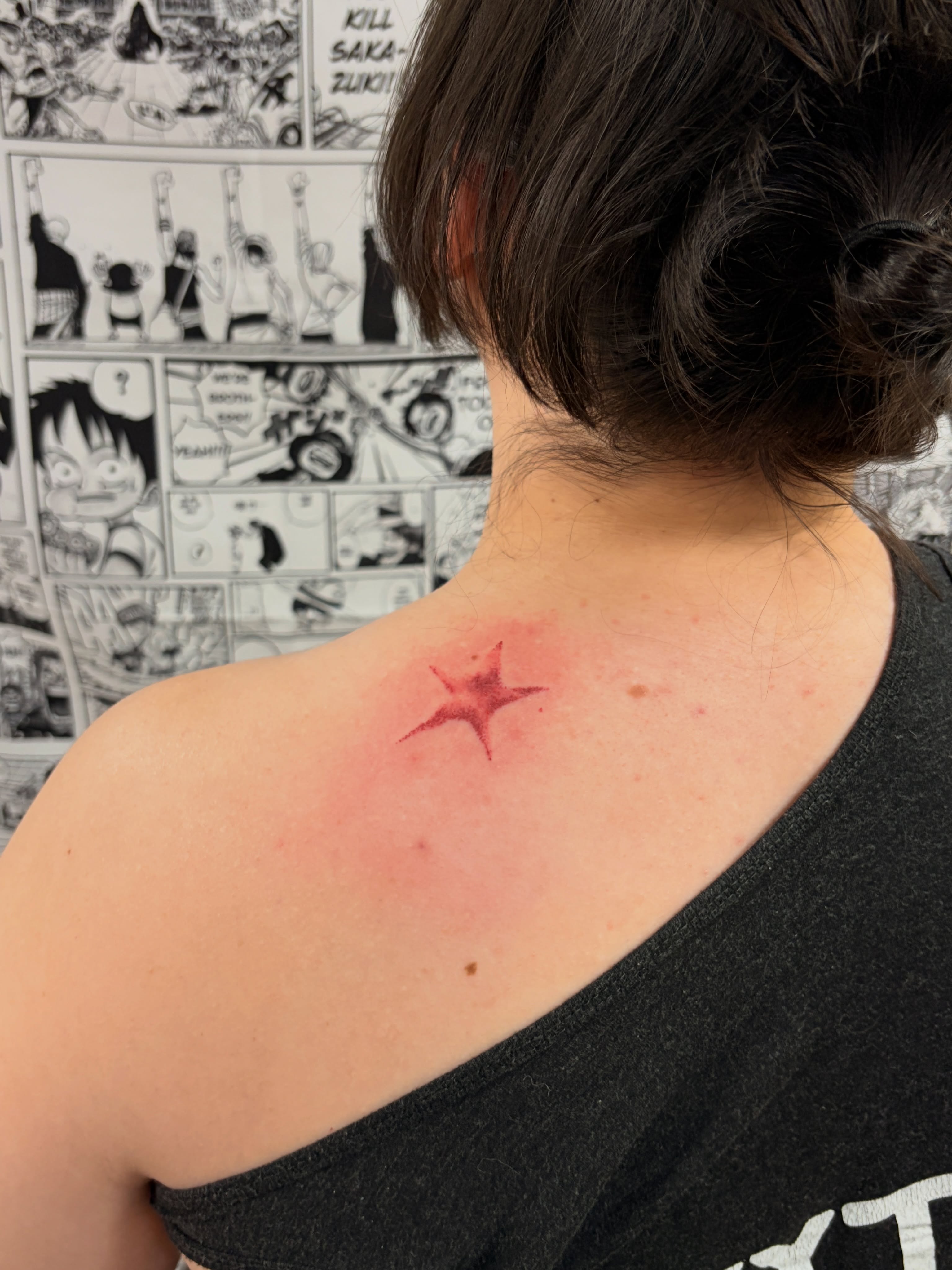 Star dotwork tattoo on the shoulder by Chris, Cleveland, Ohio