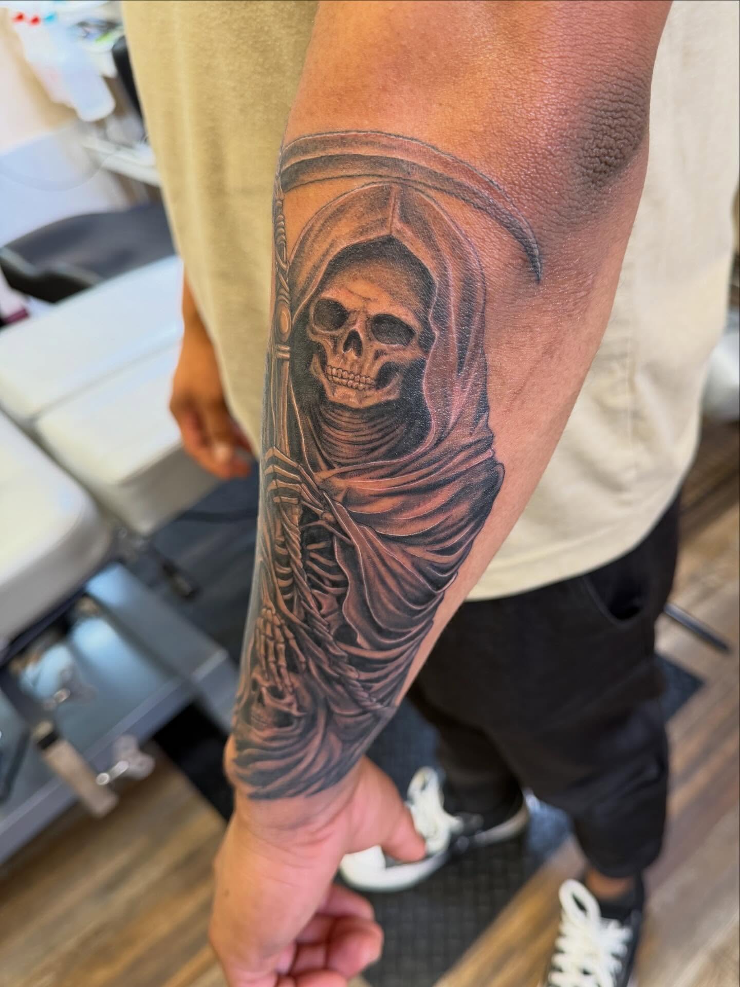 Tattoo by @hatchetfoot_art — black_and_grey, realism