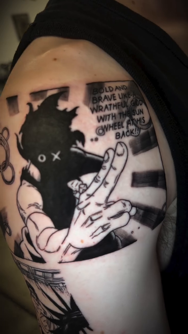 Tattoo by @ryan_tattoos_ — anime, blackwork