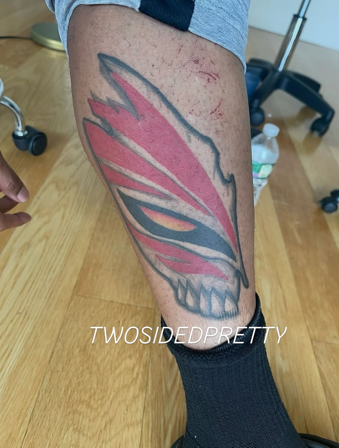 Hollow mask tattoo on the forearm by @twosidedpretty