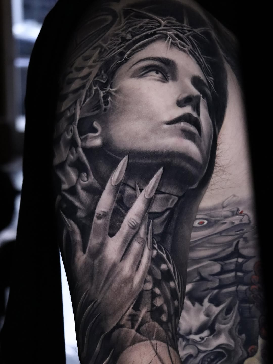 Tattoo by @crisp_ink — realism, black_and_grey
