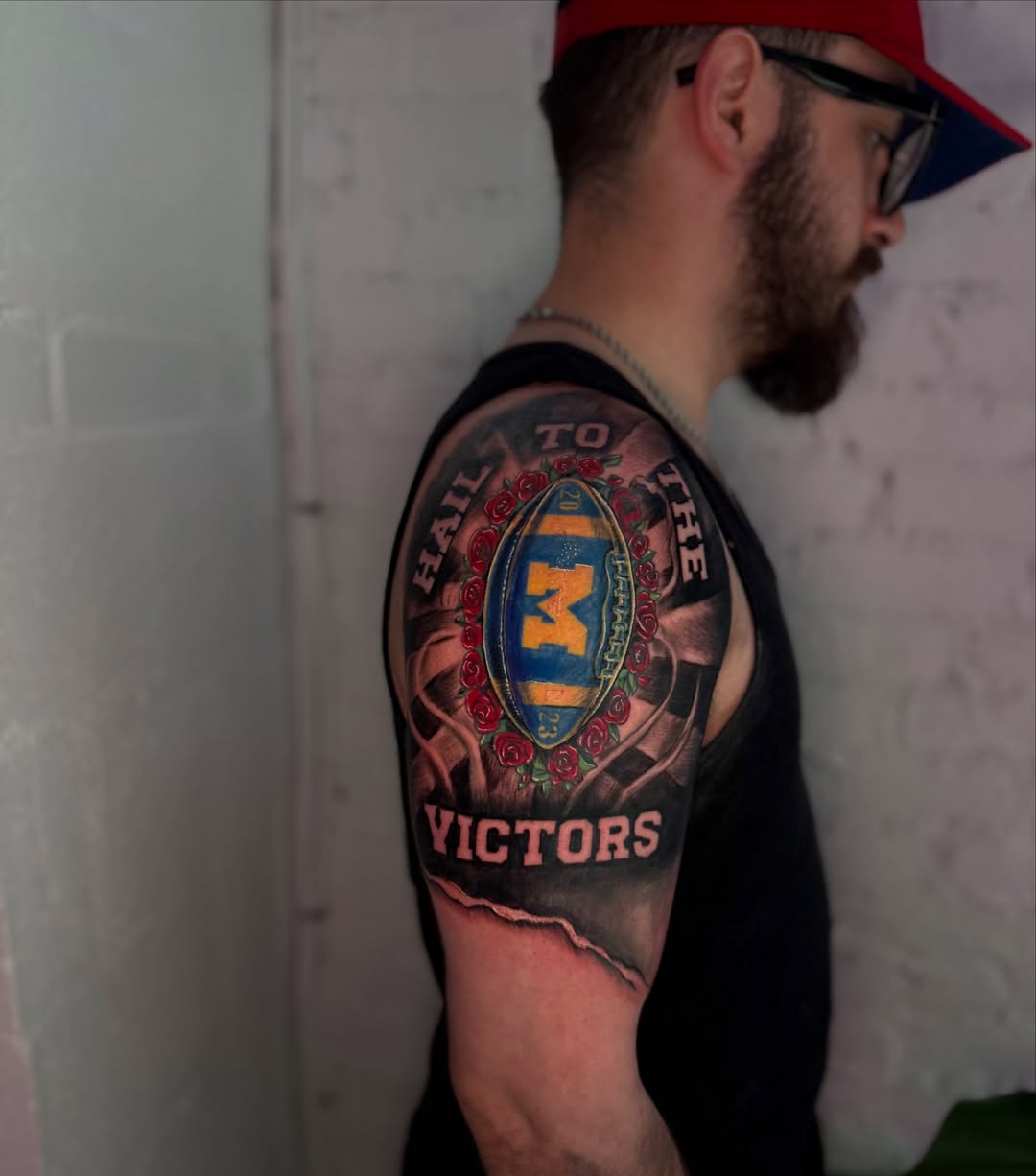 Victors American traditional tattoo on the shoulder by Asia Rene Tattoos👑
