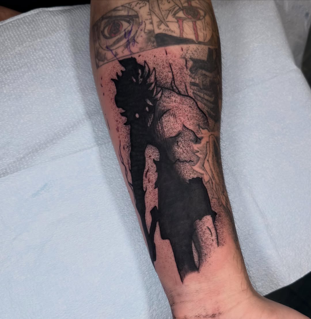 Tattoo by @manaxmike — dotwork, anime