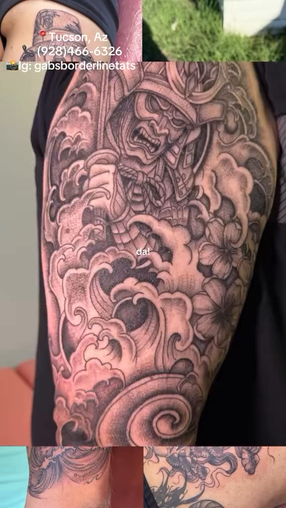 Tattoo by @gabsborderlinetats โ japanese_irezumi, black_and_grey
