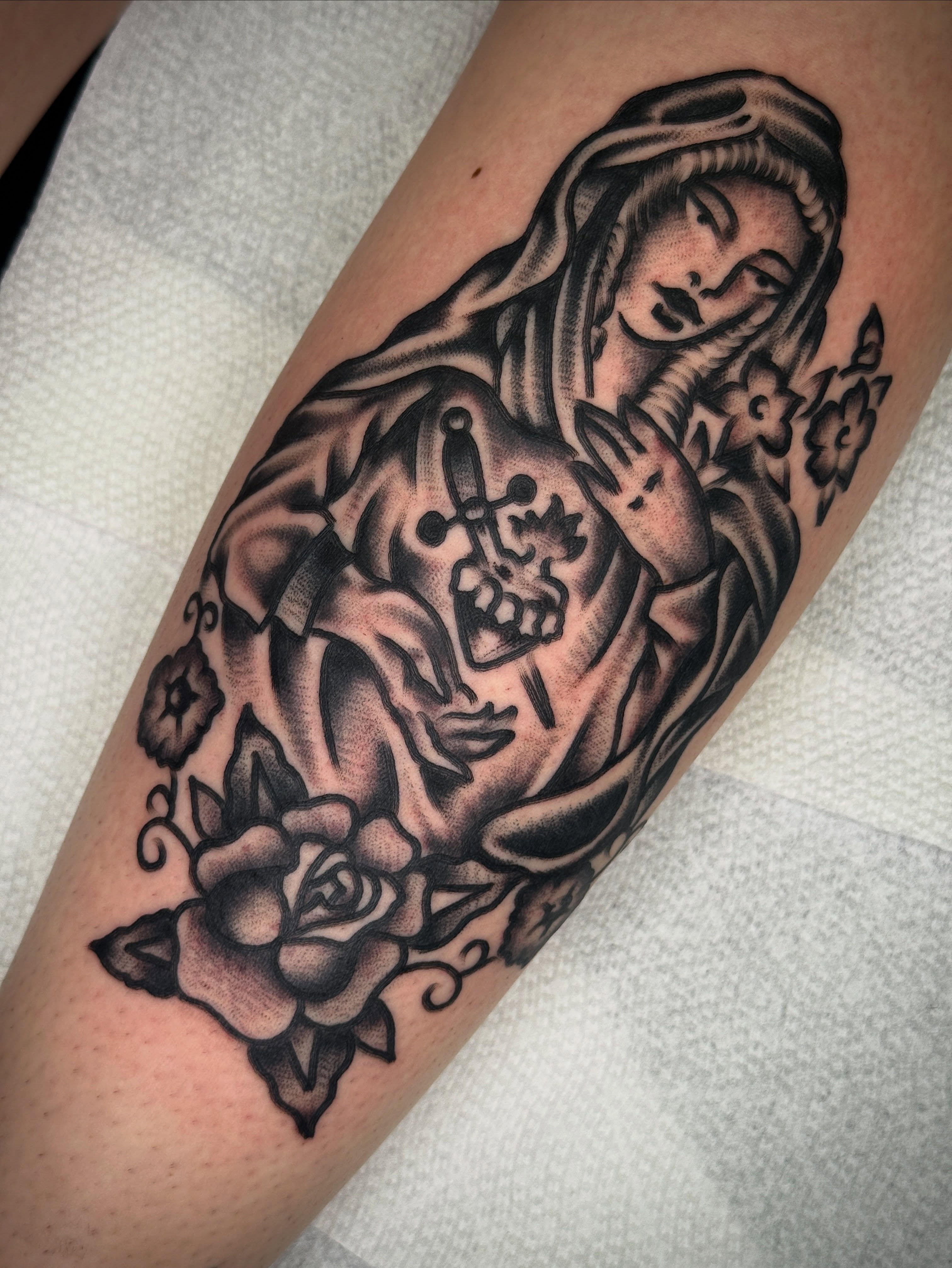 Tattoo by @trash.fires — american_traditional, black_and_grey