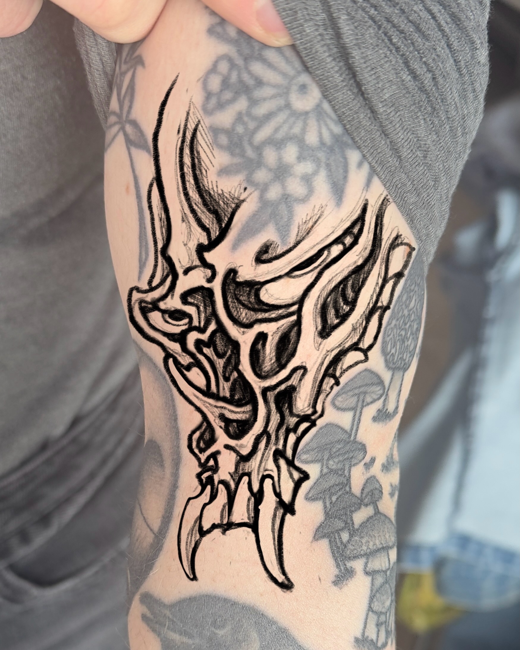 Skull black and grey tattoo on the forearm by James Bird, Vancouver, British Columbia