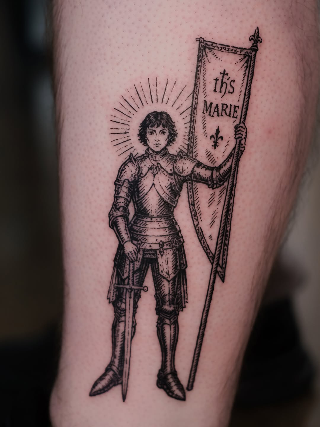 Tattoo by @florawoodcut — black_and_grey, illustrative
