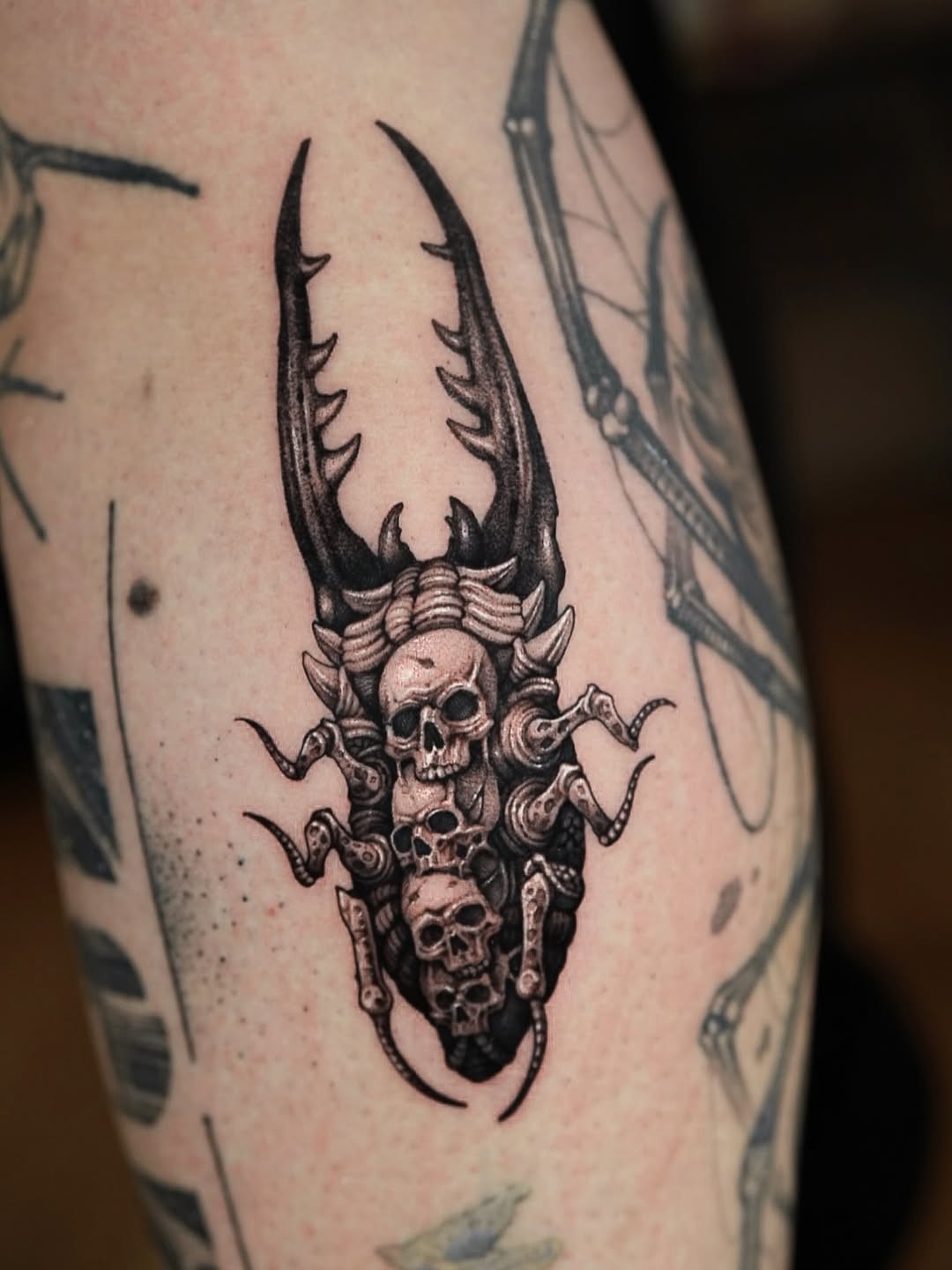 Tattoo by @apso_tattoo — dark_realism, black_and_grey