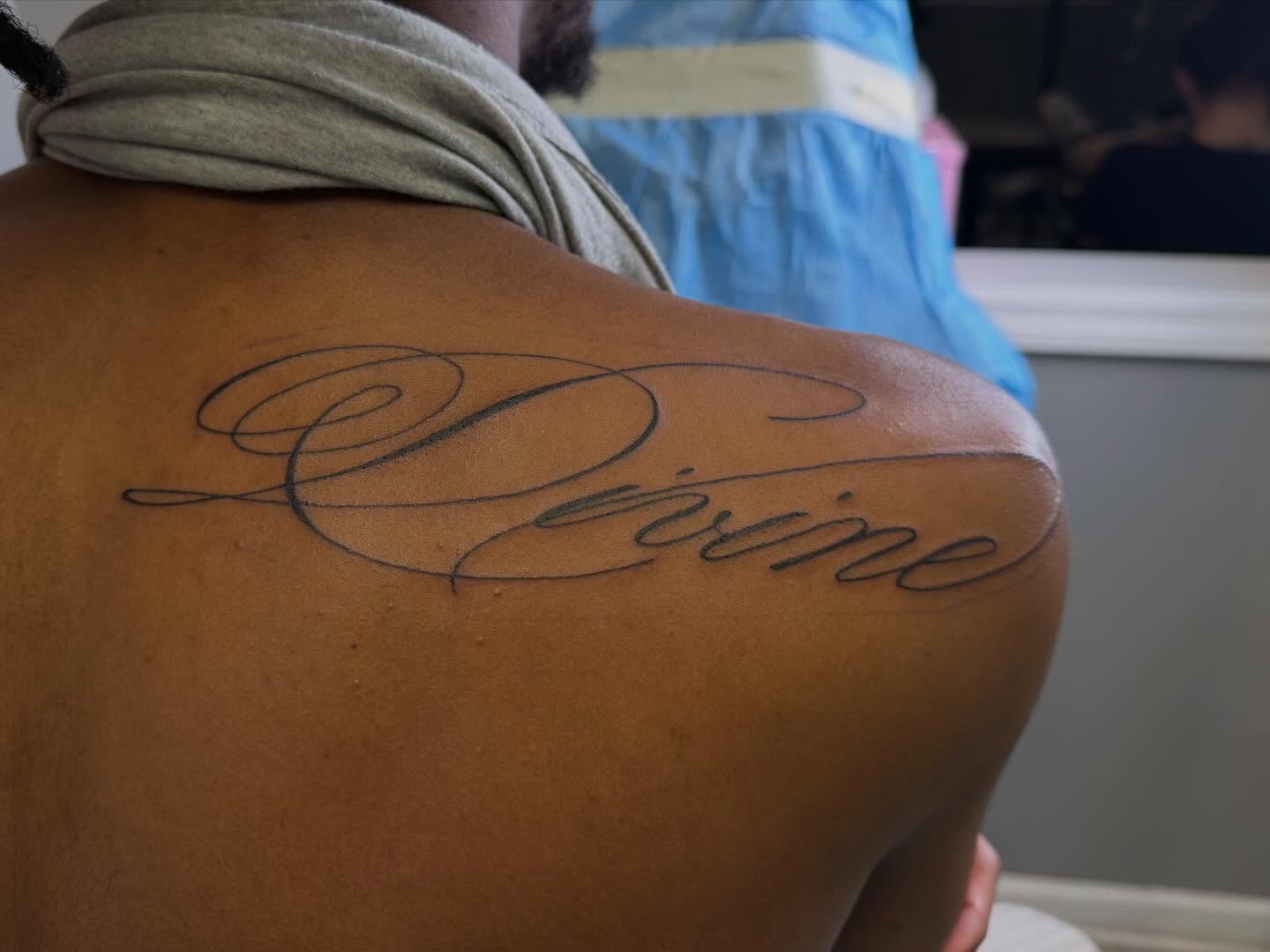 Script lettering lettering script tattoo on the back by linda perez