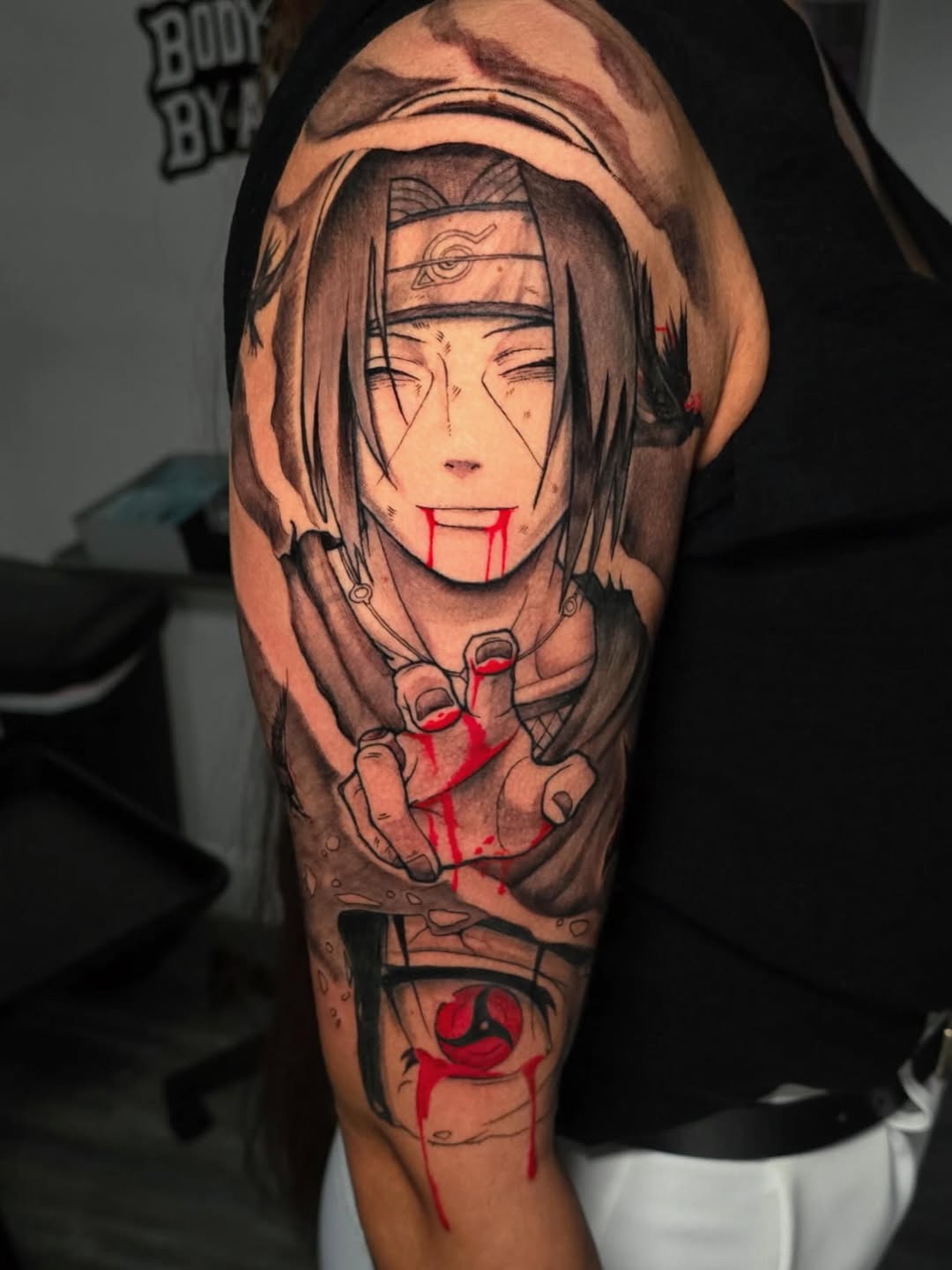 Tattoo by @eldadthegr8 โ anime, black_and_grey