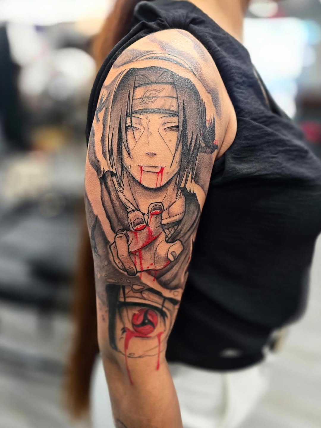 Tattoo by @eldadthegr8 โ anime, black_and_grey
