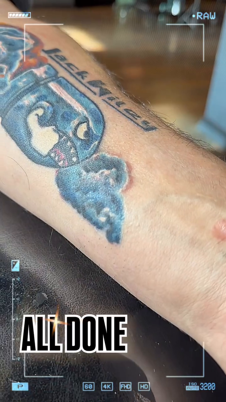 Military emblem with clouds realism tattoo by Jason Oz, Denver, Colorado