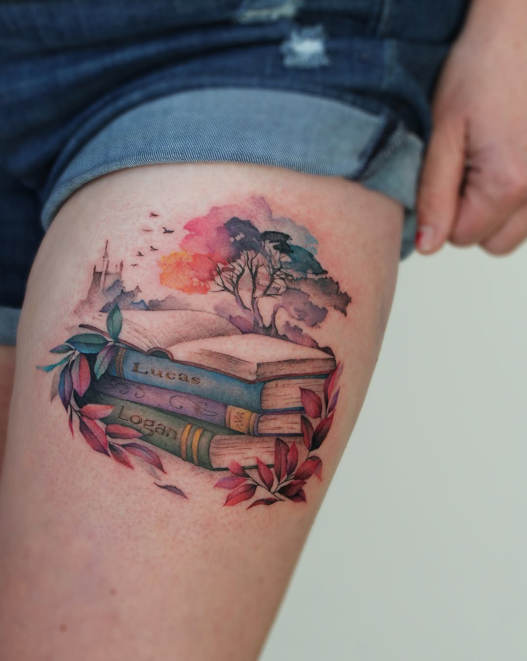 Tattoo by @georgiagreytattoos — watercolor, lettering_script