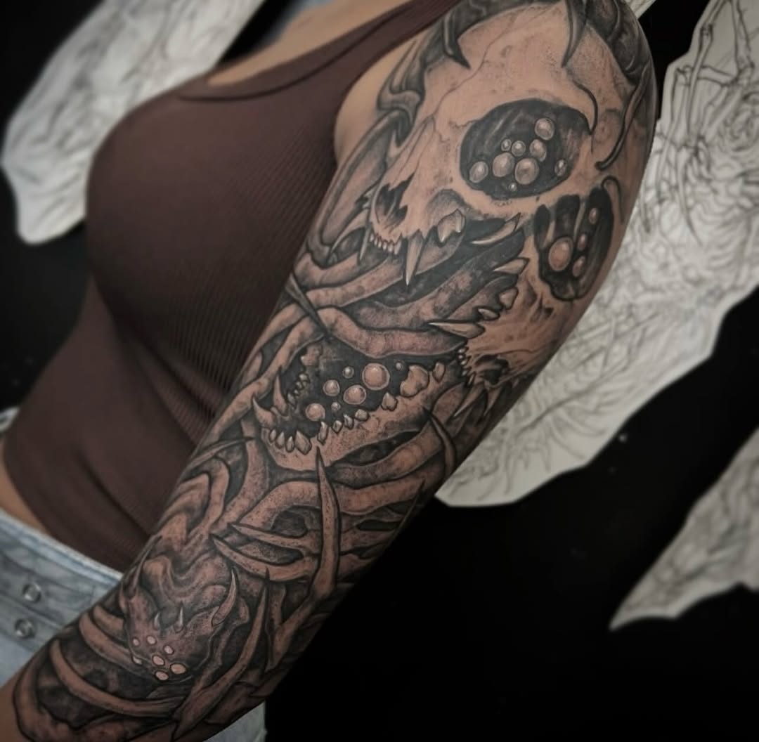 Tattoo by @kyleblacktattoos — black_and_grey, dark_realism