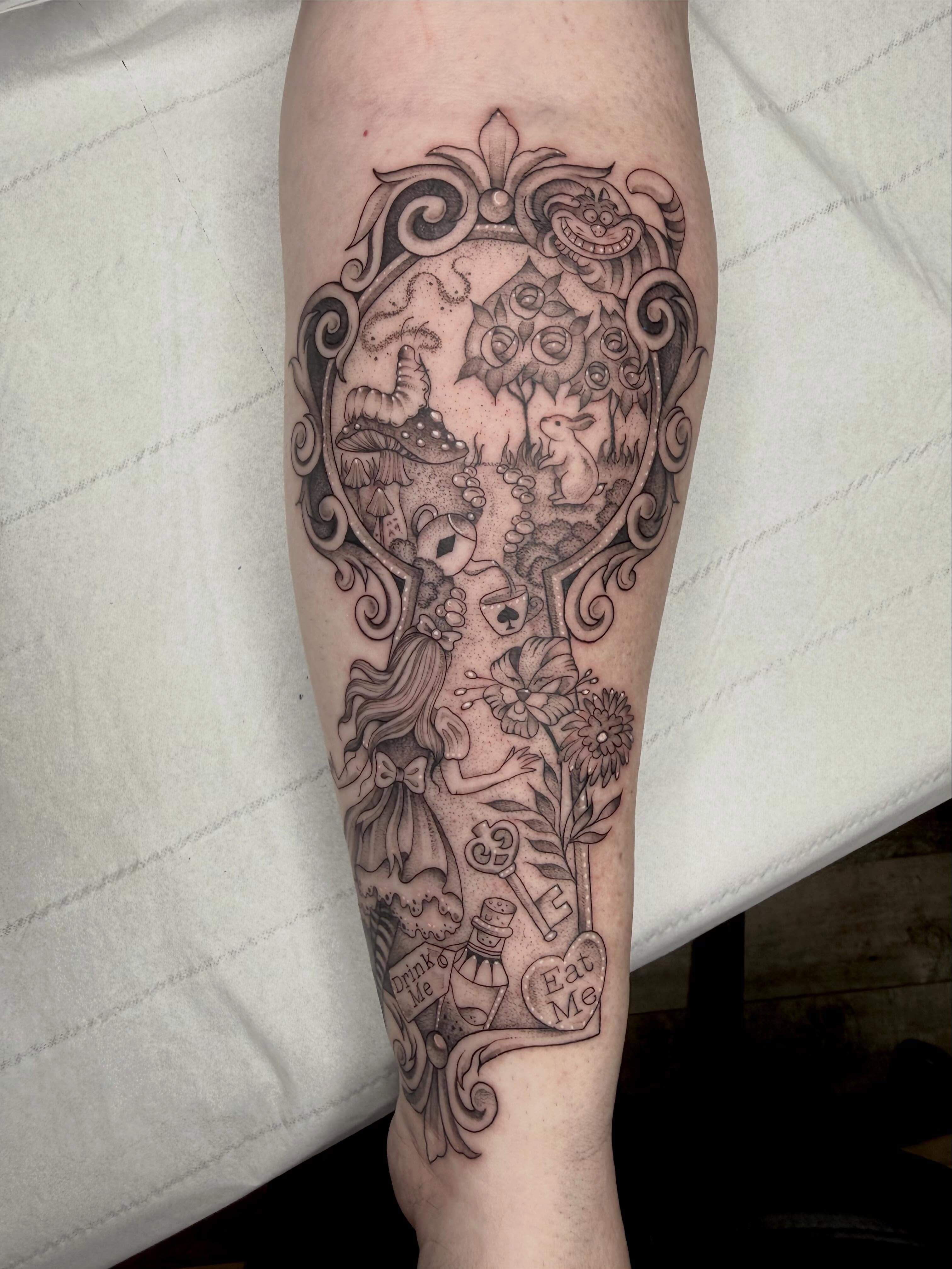 Tattoo by @emmaloutattooxx — black_and_grey, illustrative