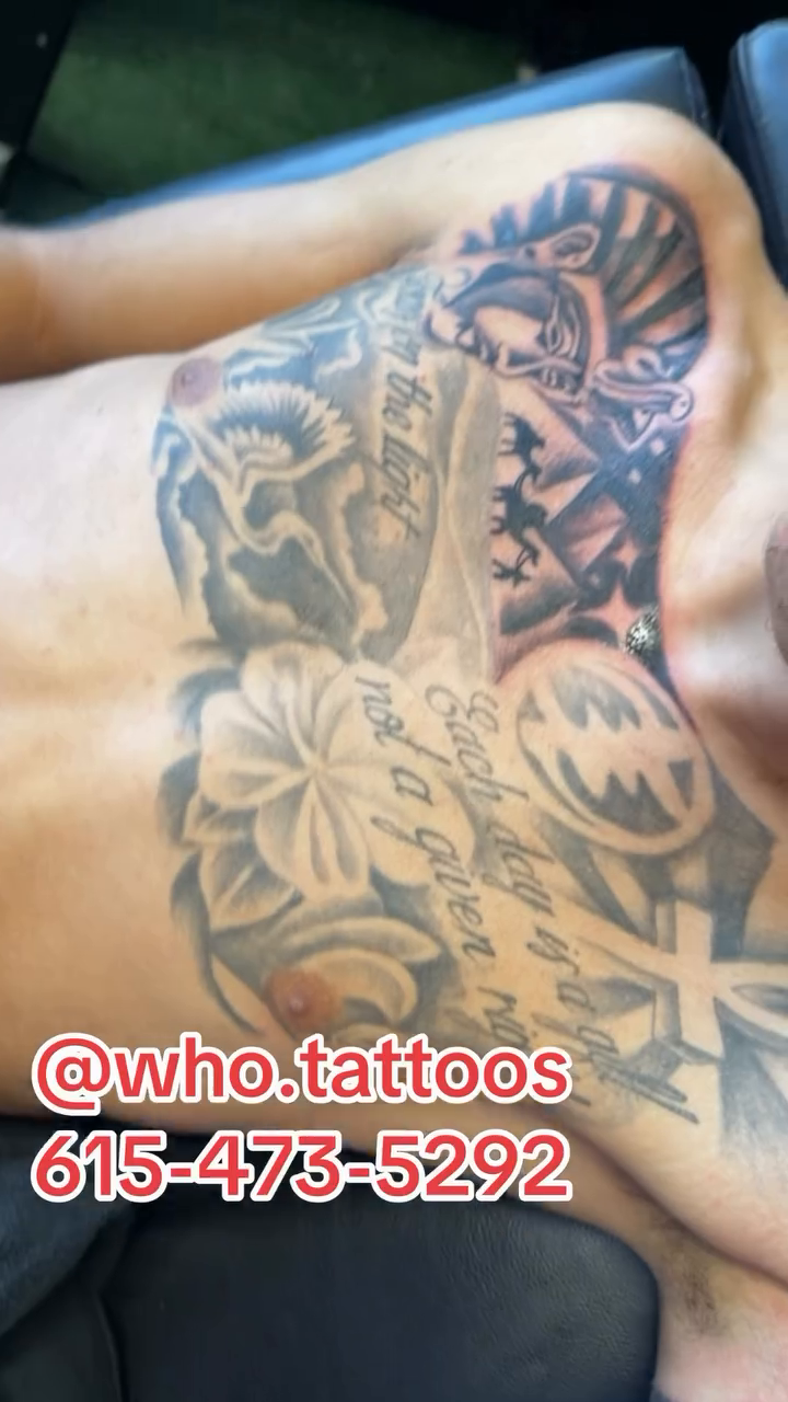 Chicano tattoo on the shoulder by Marcus Carter