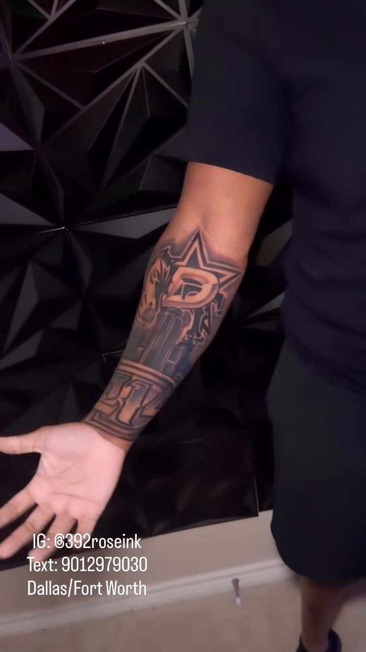 Tattoo by @392roseink — black_and_grey, realism