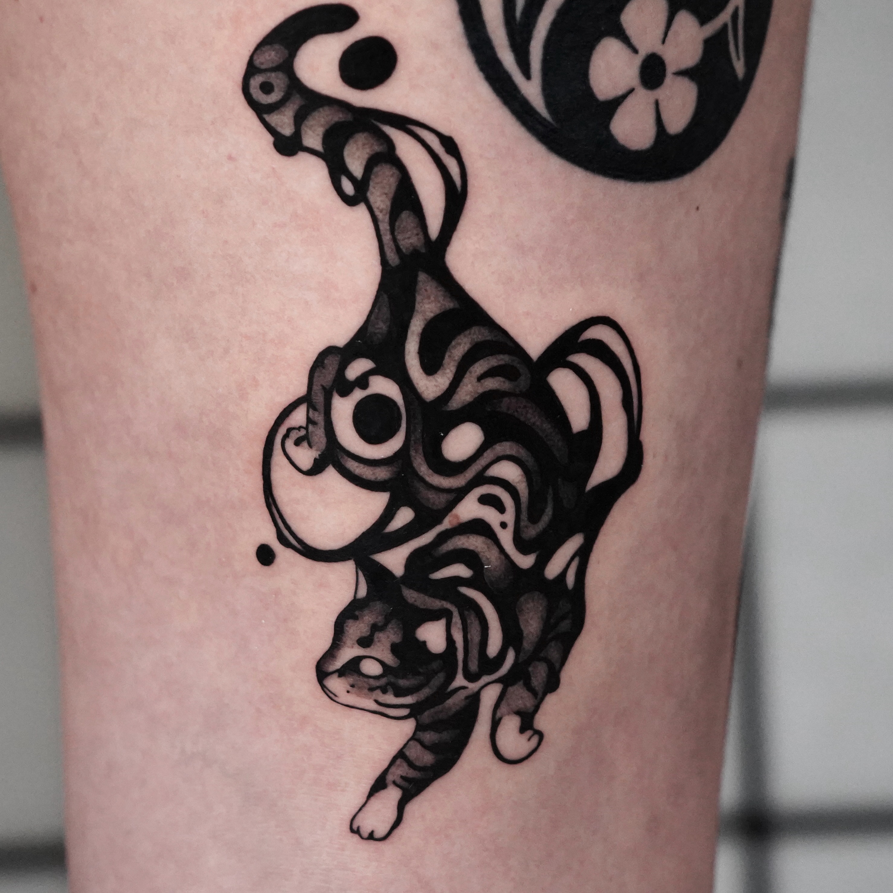 Cat black and grey tattoo on the forearm by ▫️◽️◻️hunter Hayes◻️◽️▫️
