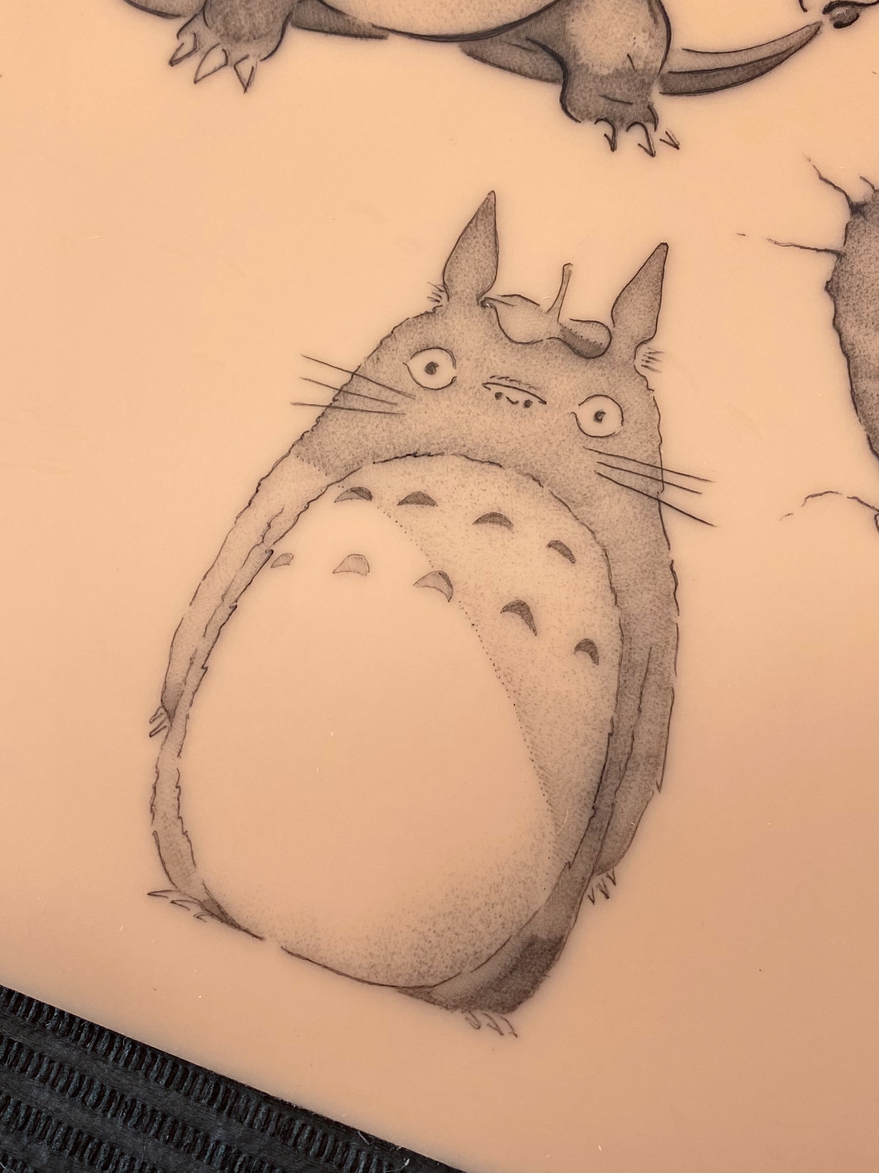 Totoro dotwork tattoo on the forearm by Ash - Fineline Tattoo Apprentice