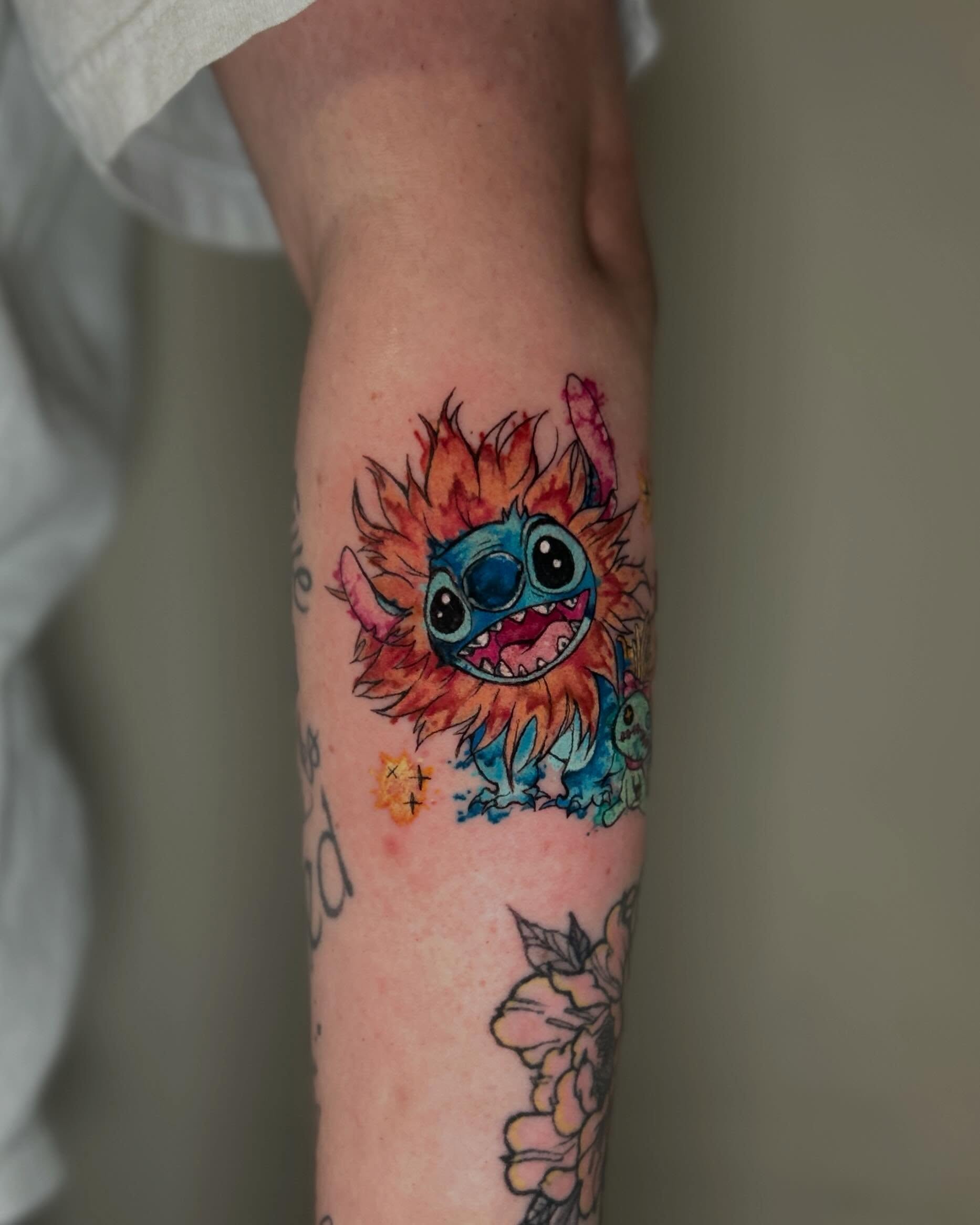 Tattoo by @alleytatts_ — dotwork, watercolor