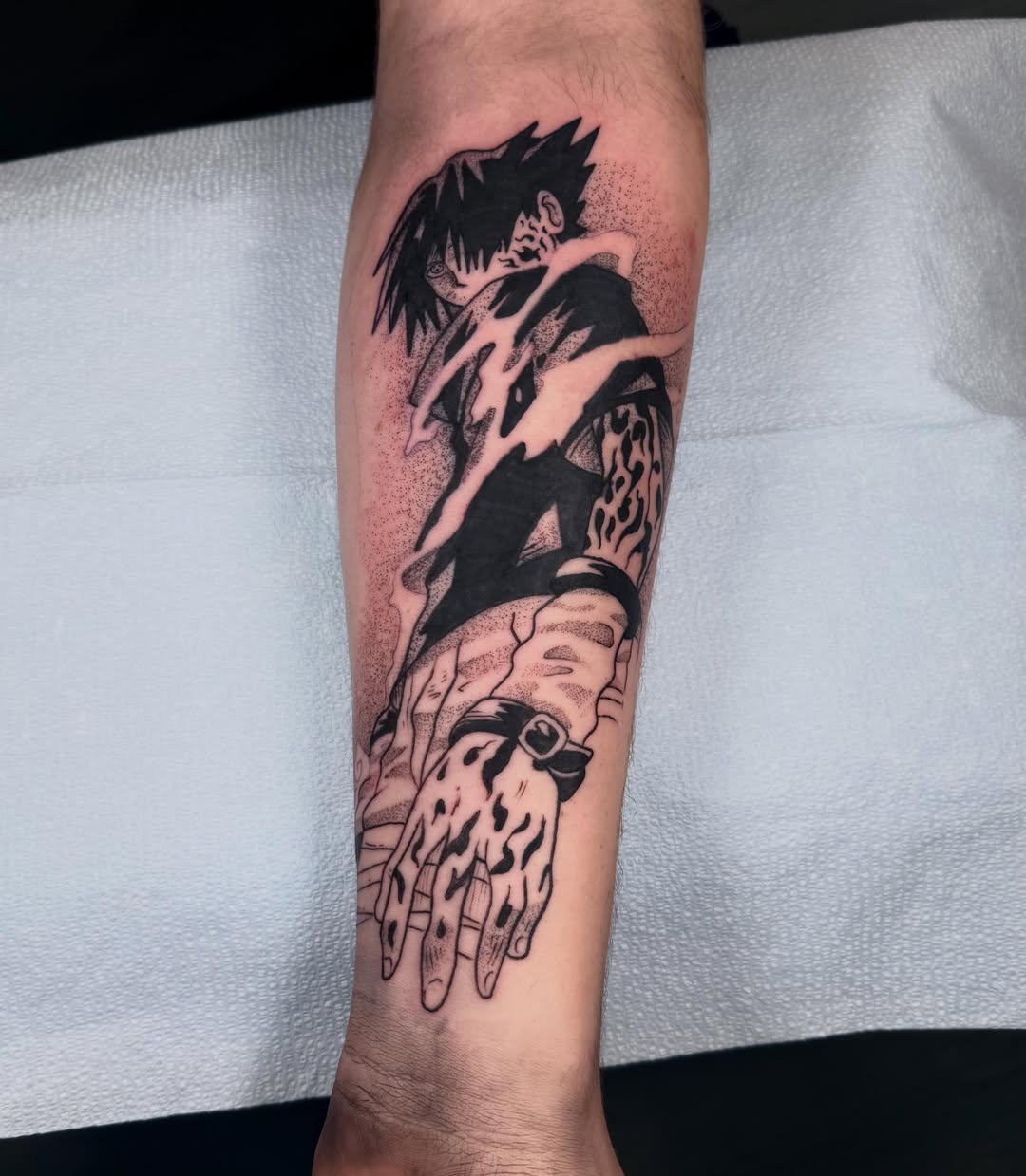 Tattoo by @manaxmike — dotwork, anime