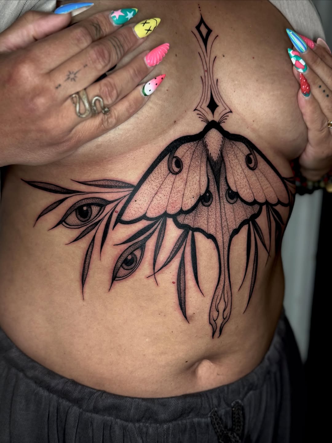 Tattoo by @laurenlilliantattoo — black_and_grey, dotwork