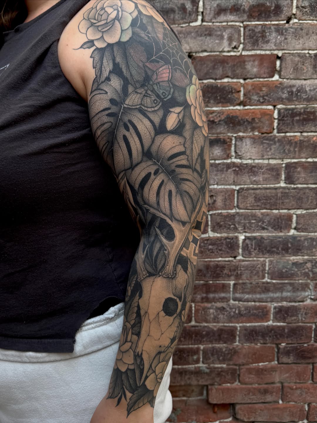Tattoo by @laurenlilliantattoo — black_and_grey, dotwork