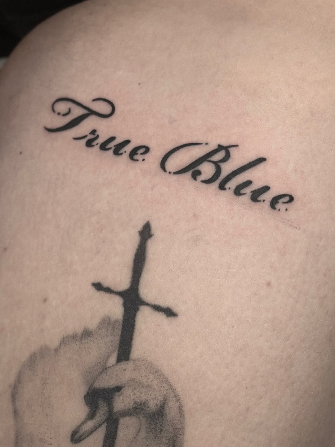 Tattoo by @laikatats — lettering_script, black_and_grey