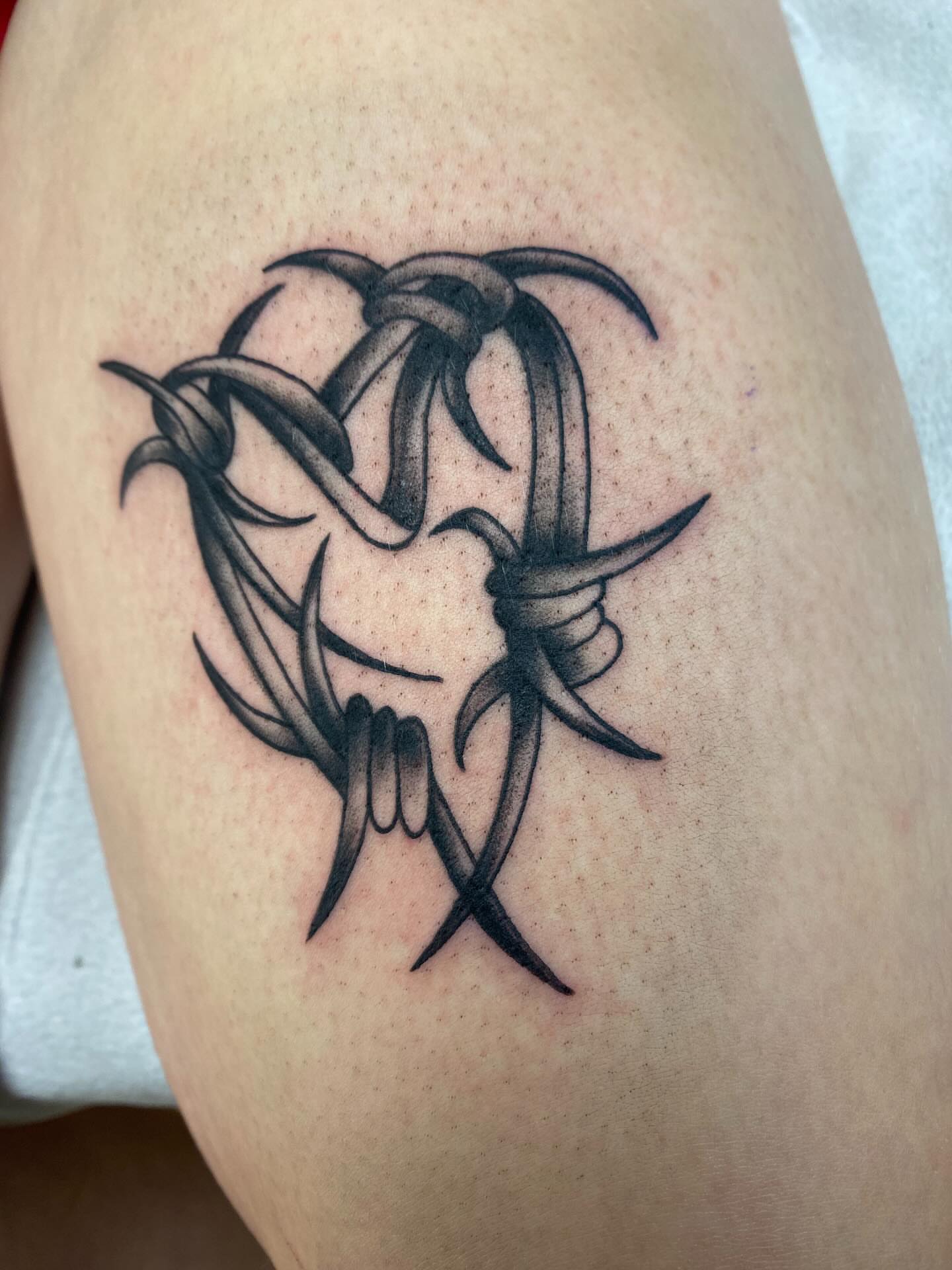 Tattoo by @meadowzmodificationz — black_and_grey