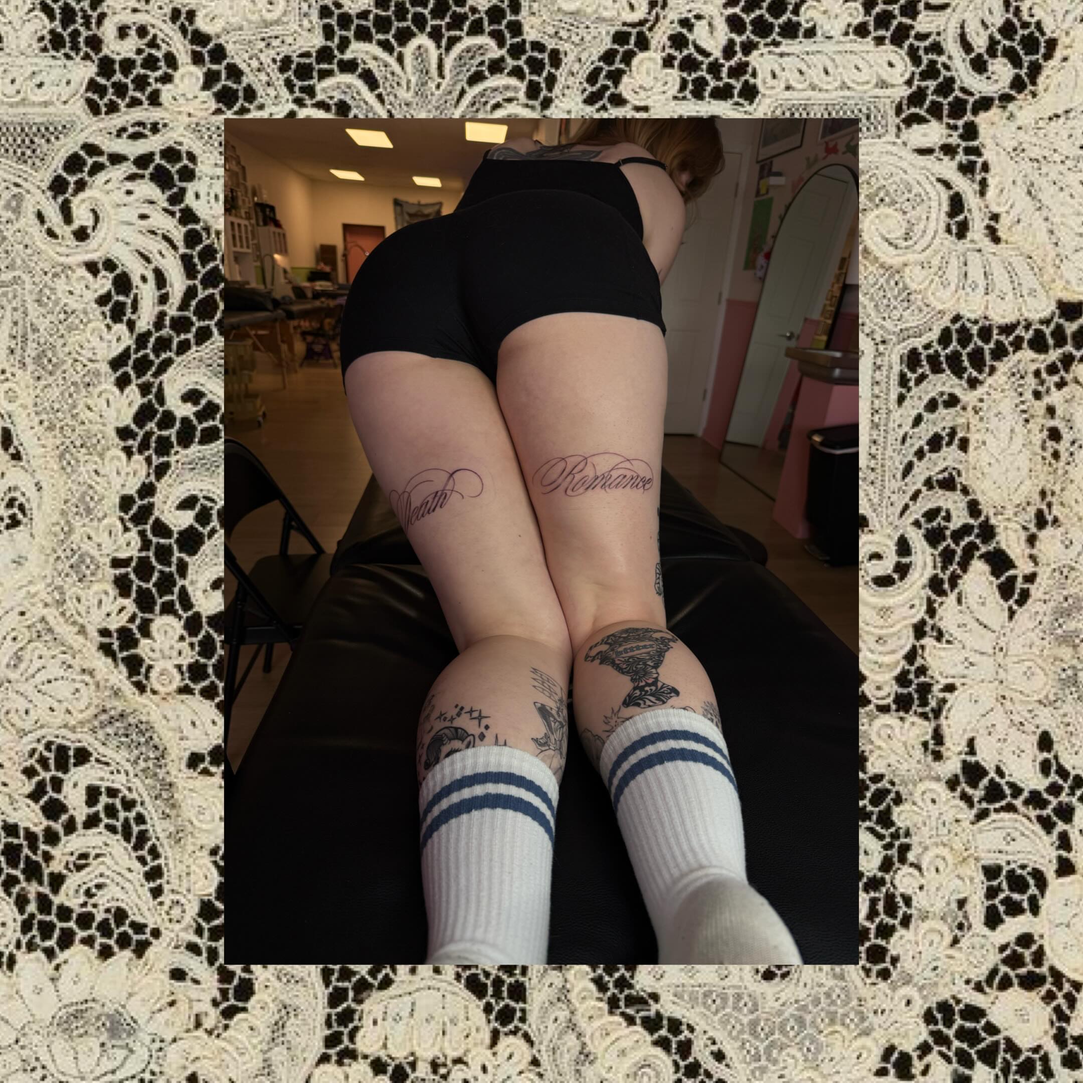 Leg black and grey tattoo on the leg by Rachel ˚⊱🪷⊰˚ 芷若, Des Moines, Iowa