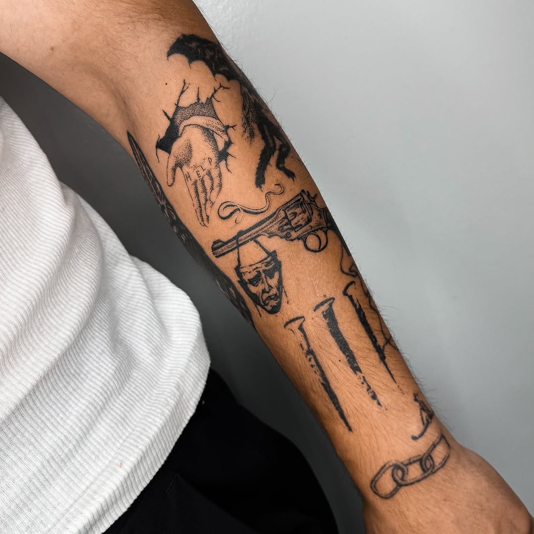 Tattoo by @handpokeforever — dotwork, black_and_grey