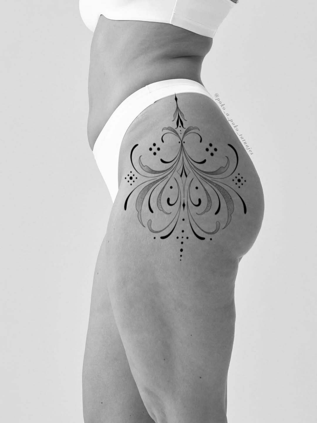 Ornamental hip tattoo ornamental tattoo on the thigh by @ethereal.ornamentalism