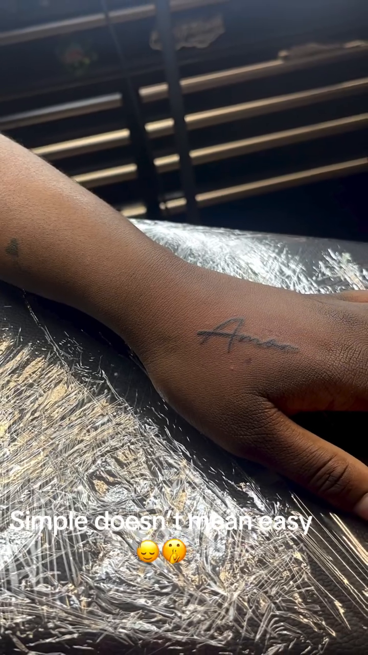 Aura lettering tattoo lettering tattoo on the hand by Tatts by Quan