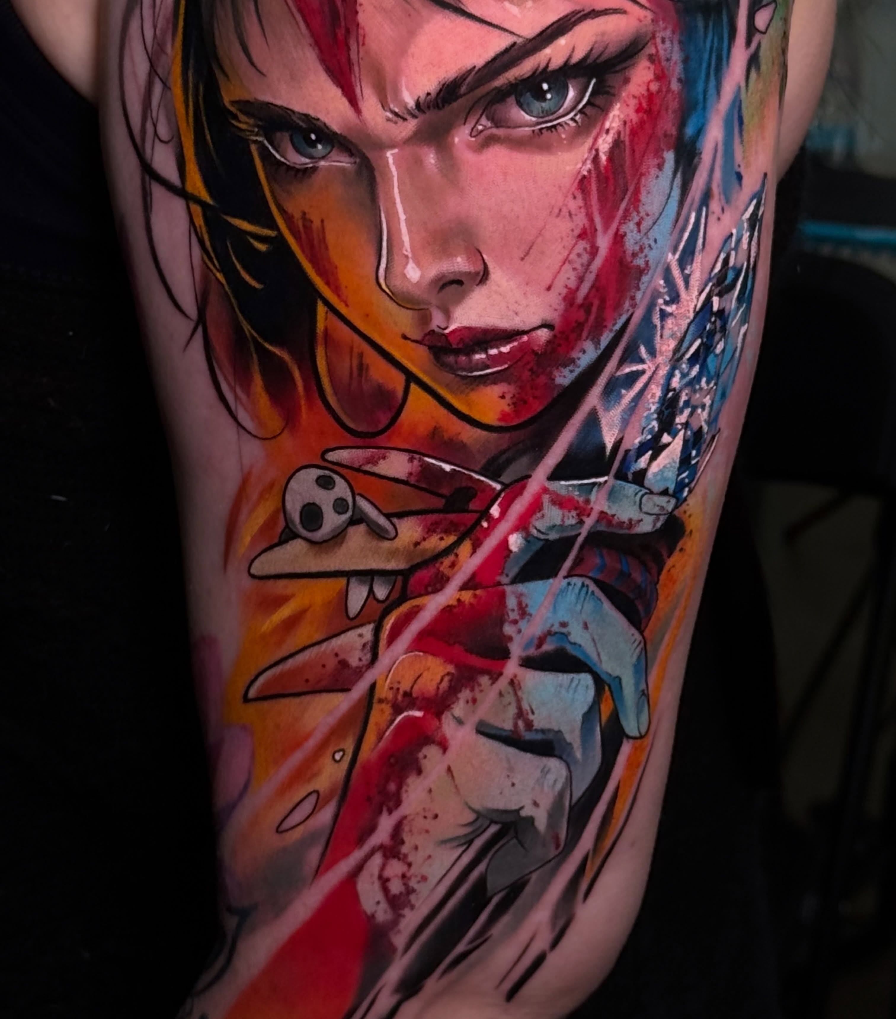 Woman with sword realism tattoo on the forearm by Juan Pablo Molina