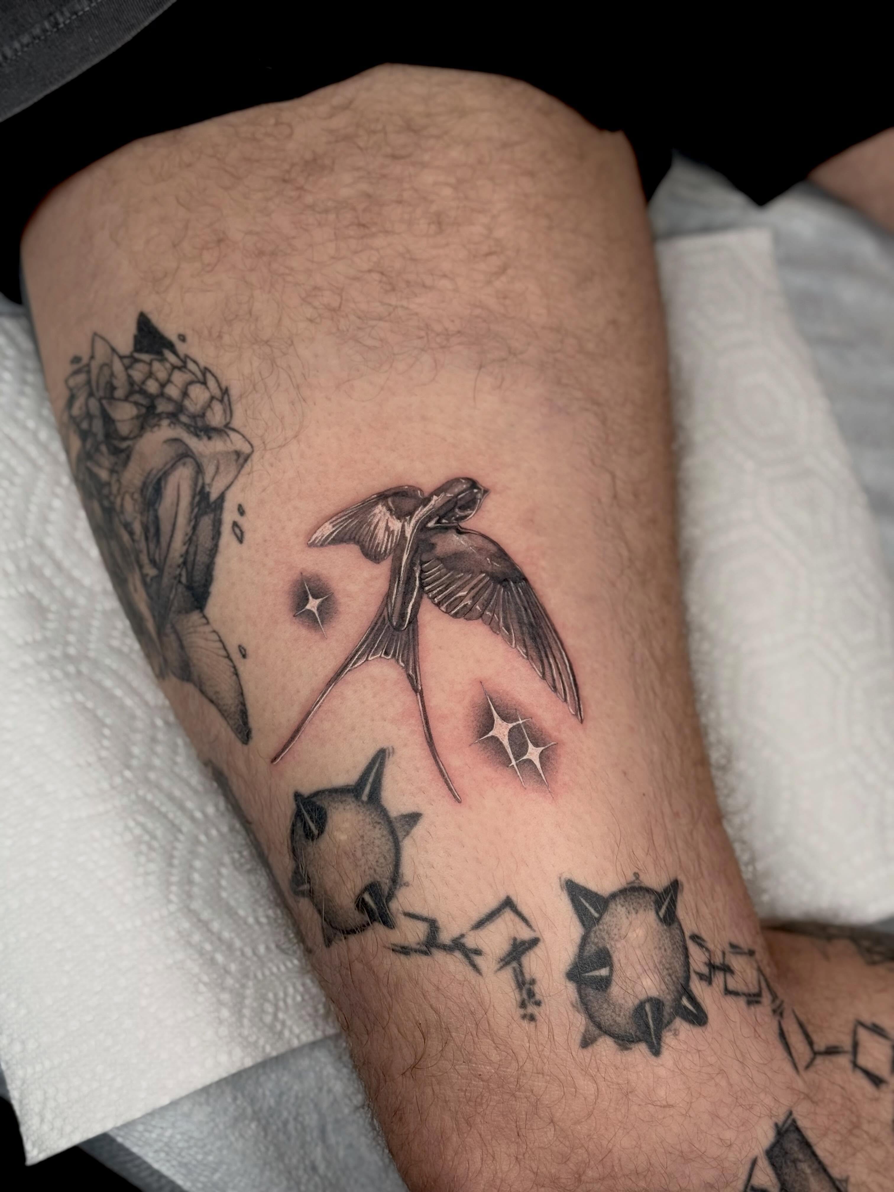 Tattoo by @emkriegart — black_and_grey