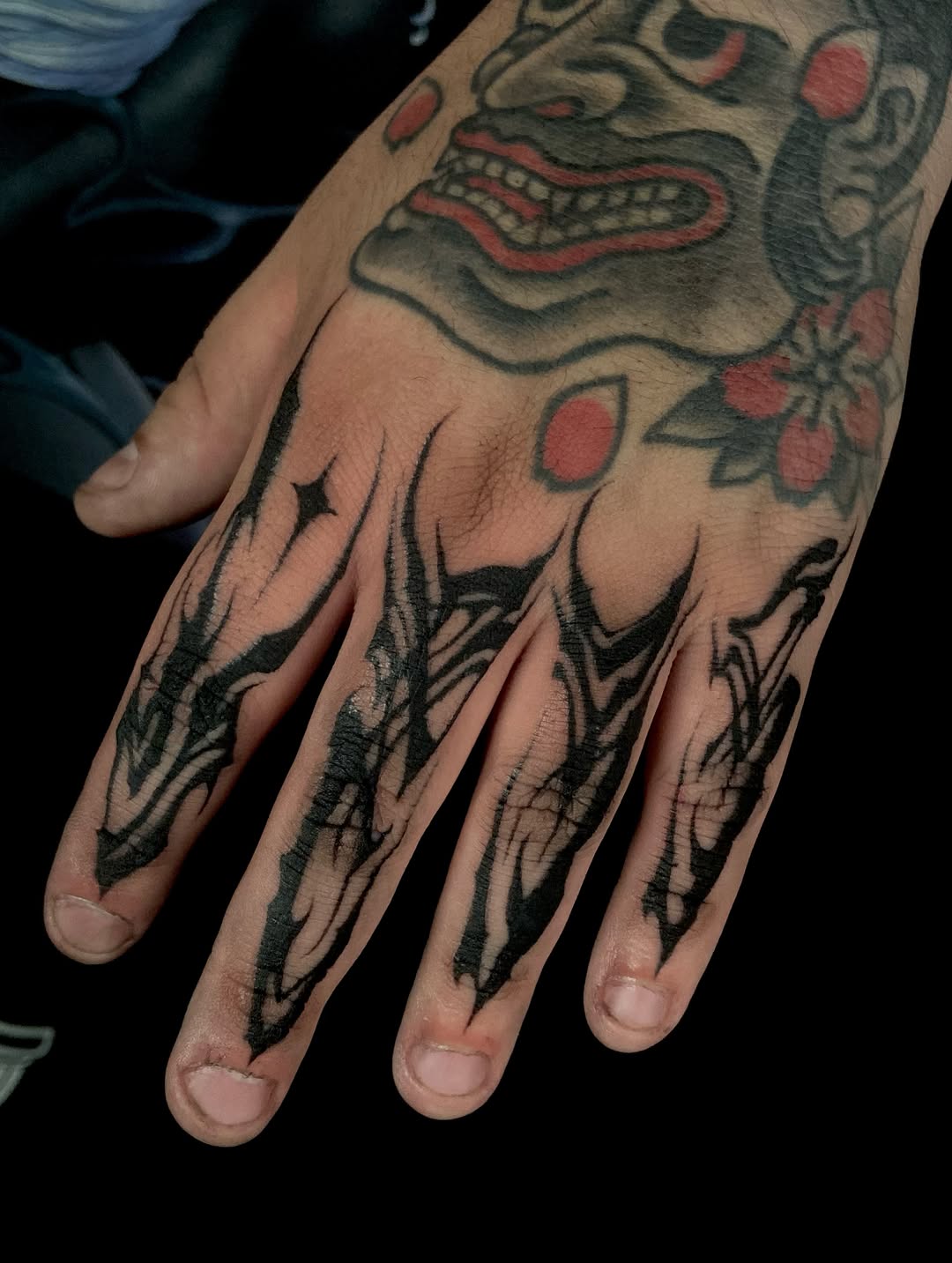 Tattoo by @baptism_black โ blackwork, japanese_irezumi