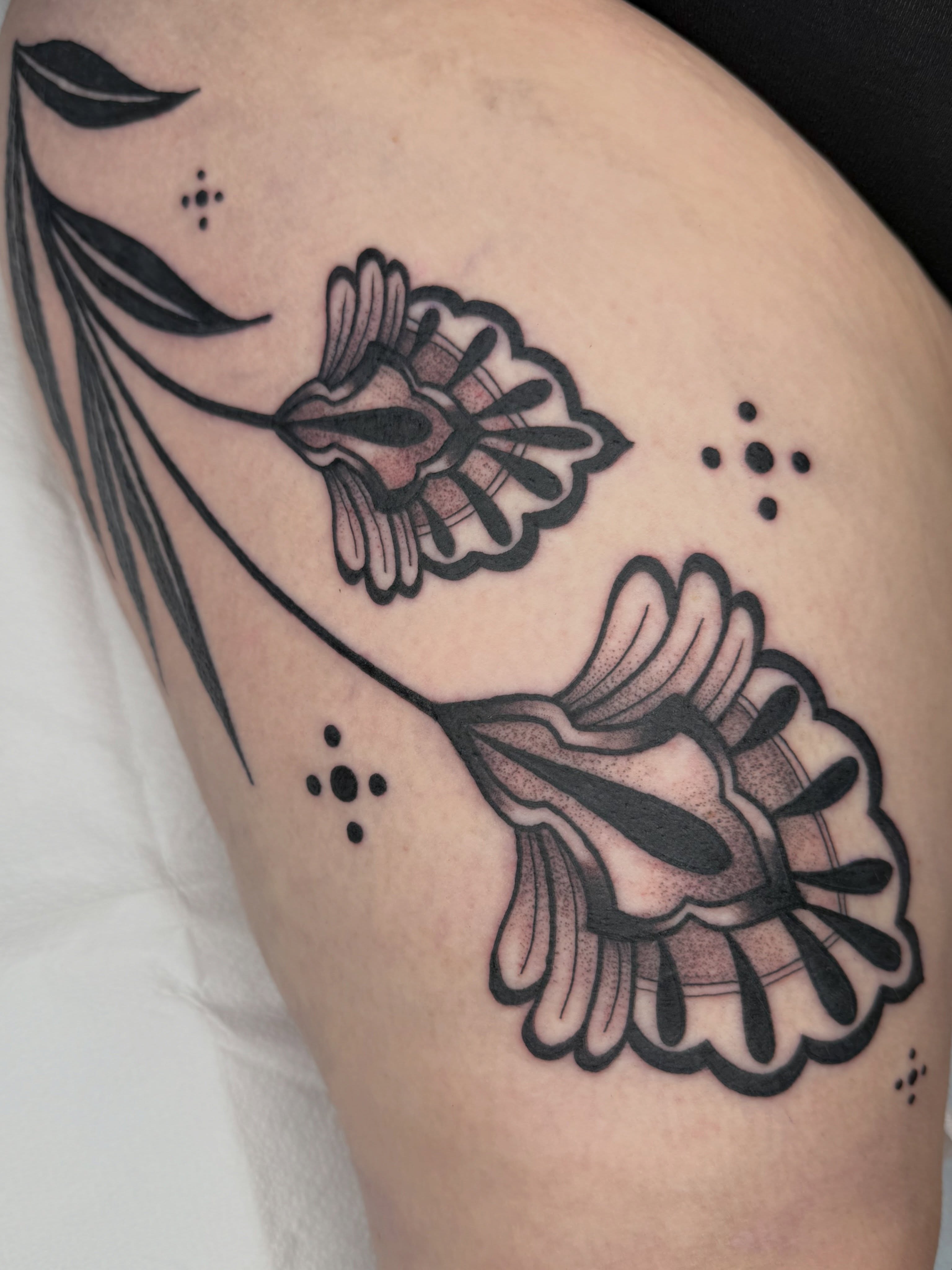 Tattoo by @louddoodle — dotwork, black_and_grey