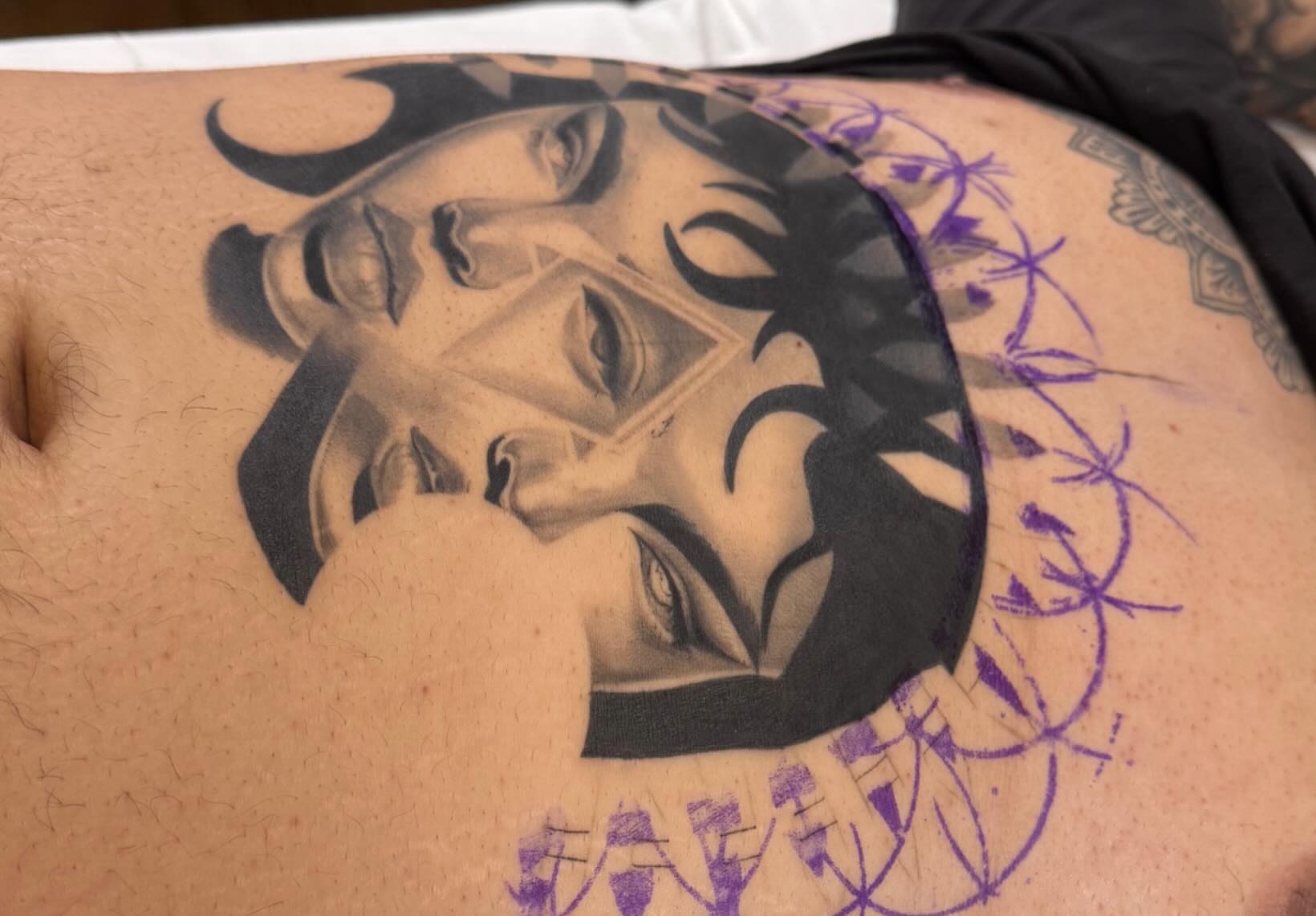 Tattoo by @eyepokes — geometric, black_and_grey