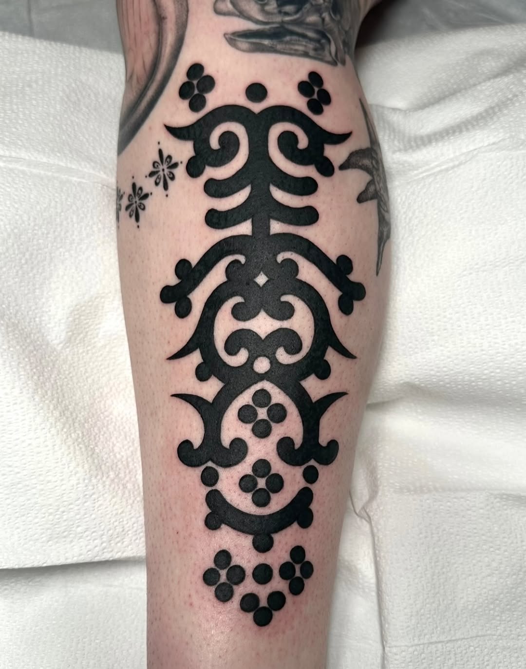 Tattoo by @krystaltattoo — blackwork, ornamental