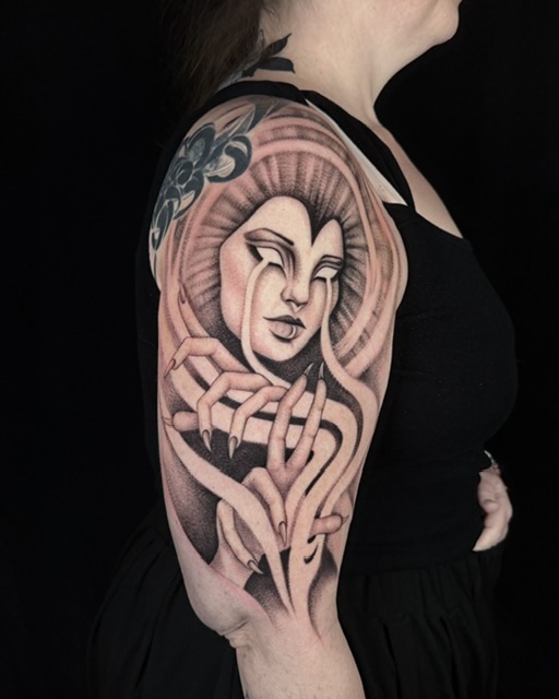 Tattoo by @fineartunbound โ dark_realism, black_and_grey