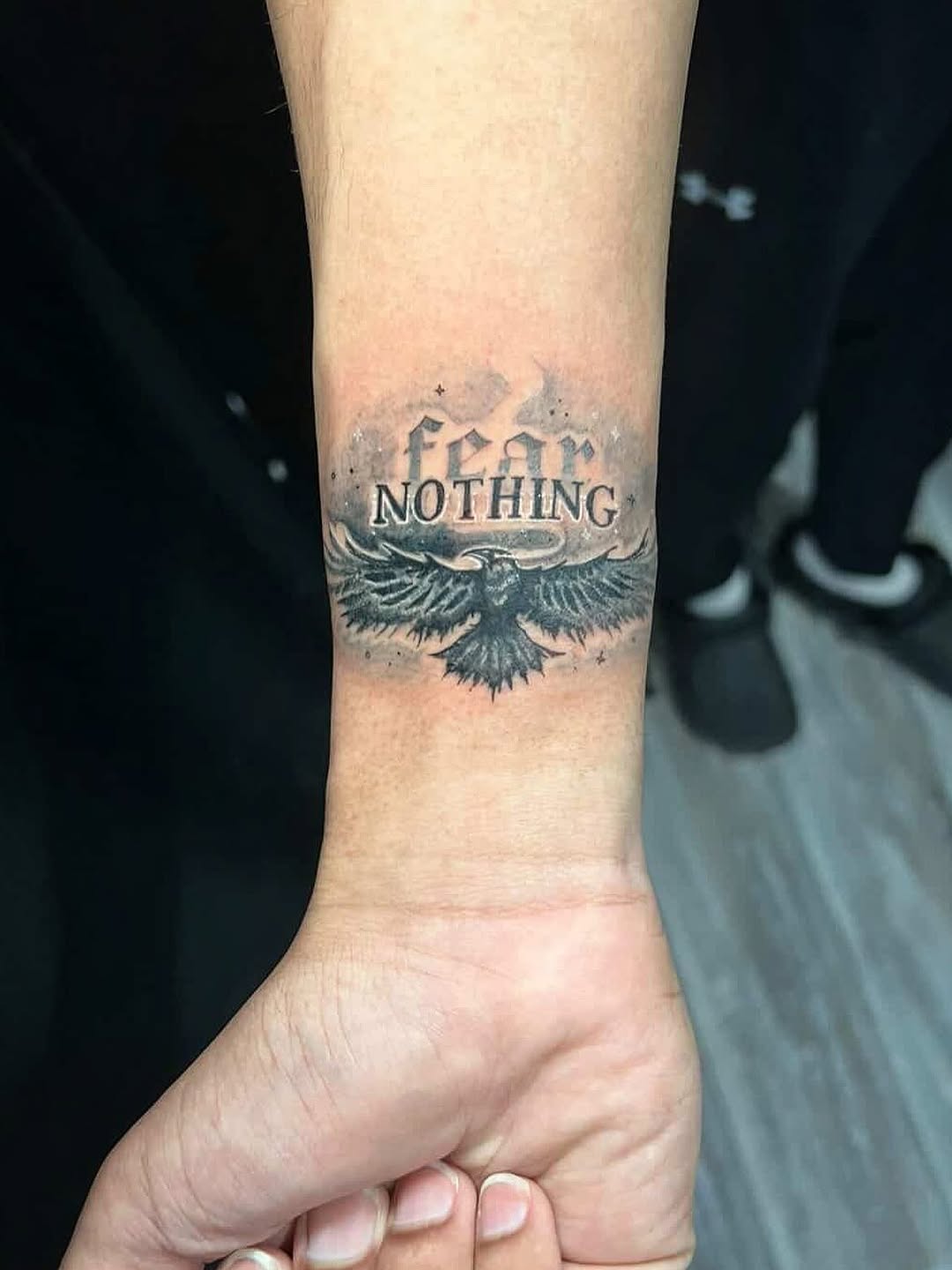 Tattoo by @eldadthegr8 โ lettering_script, black_and_grey