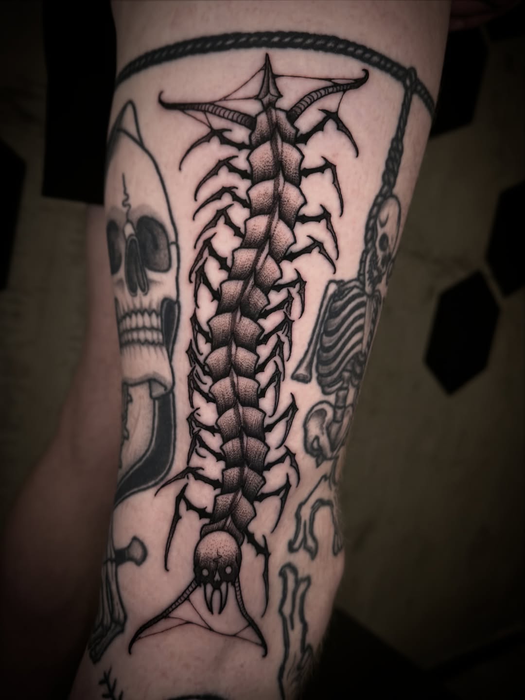 Tattoo by @d.lucian.tattoos — black_and_grey, dark_realism