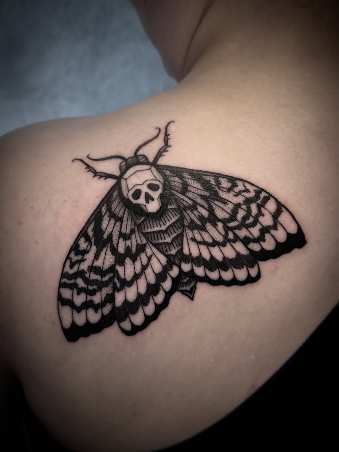 Tattoo by @d.lucian.tattoos — black_and_grey, dotwork