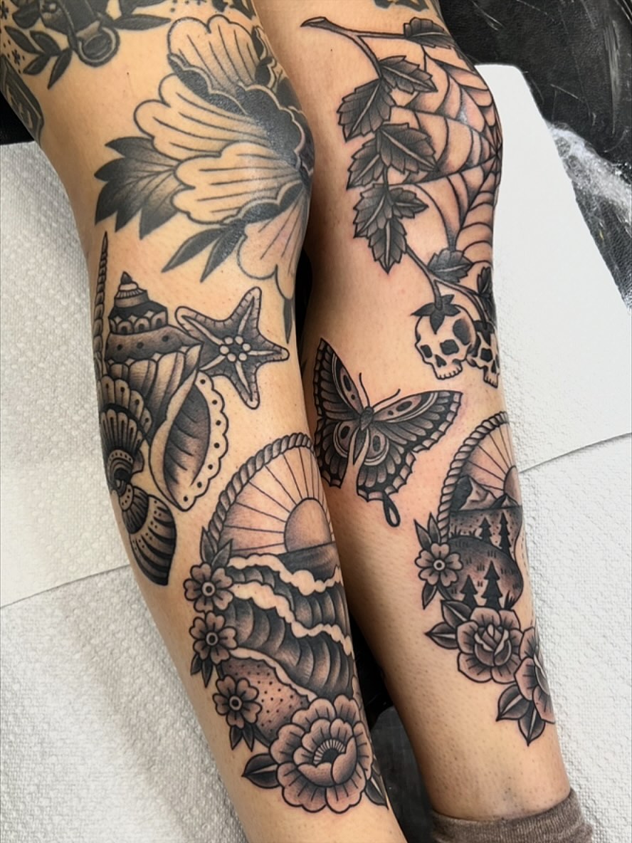 Tattoo by @taylorthetattooer — american_traditional, black_and_grey