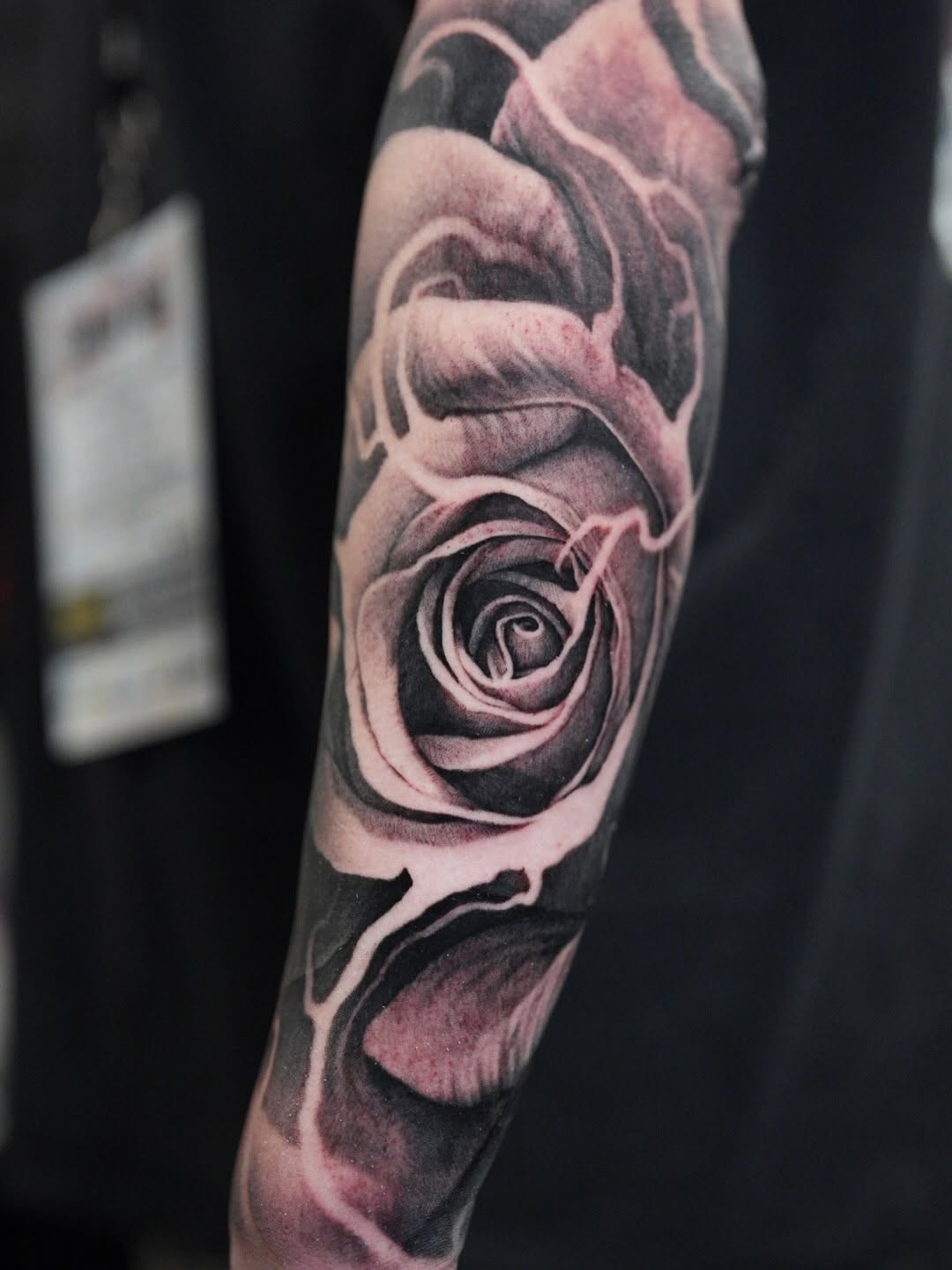 Rose dotwork tattoo on the forearm by Nico Perez